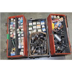 BOX OF RADIO TUBES IN CARRYING CASE