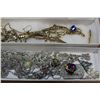 Image 2 : TRAY OF SILVER TONE AND TRAY OF GOLD TONE ESTATE JEWELLRY