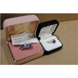 AMETHYST LADIES RING AND MARCASITE AND BLUE STONE DINNER RING