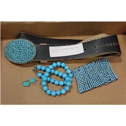 TURQUOISE BLET WRIST BAND AND NECKLACE