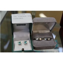 TWO VINTAGE RING BANDS AND EARRINGS