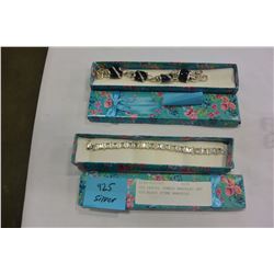 925 LADIES TENNIS BRACELET AND 925 BLACK STONE BRACELET