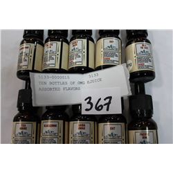TEN BOTTLES OF 0MG EJUICE ASSORTED FLAVORS