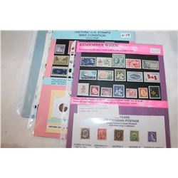 THREE SLEEVES OF HISTORIC STAMPS AND COINS