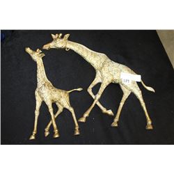 TWO BRASS GIRAFFES