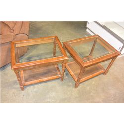PAIR OF GLASSTOP ENDTABLES