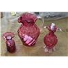 Image 1 : PINK GLASS HERITAGE PITCHER AND TWO VASES