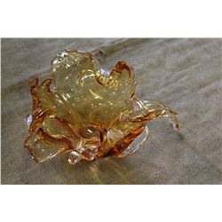 YELLOW ART GLASS DISH AND COMB