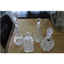 FOUR CRYSTAL DECANTERS