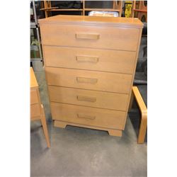 KF MAPLE 5 FRAWER HIGHBOY AND NIGHTSTAND