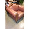 Image 2 : OVERSIZED LEATHER WITH WOOD TRIM OCCASIONAL CHAIR