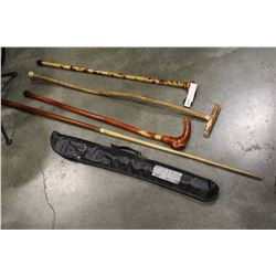 WOOD CANES AND CASED POOL CUE