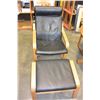 Image 1 : BLACK LEATHER BENTWOOD CHAIR AND FOOTSTOOL