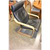 Image 2 : BLACK LEATHER BENTWOOD CHAIR AND FOOTSTOOL