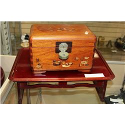 EASTERN INLAID JEWELERY BOX AND SMALL LAP TABLE