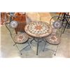 Image 1 : 3 PIECE MOSIAC STONE AND METAL PATIO TABLE SET