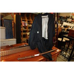 VINTAGE SAMURAI SWORD WITH LEATHER BOUND SCABBARD AND ROBE