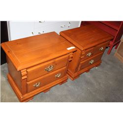 PAIR OF TWO DRAWER PINE ENDTABLES