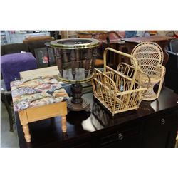 MAGAZINE RACK PLANT STAND FOOTSTOOL AND DOLL CHAIR