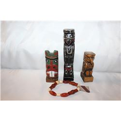 THREE SMALL MINI TOTEMS AND BRACELET