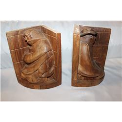 CARVED MONKS BOOKENDS