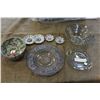 Image 1 : LOT OF SILVER OVERLAY GLASS DISHES ANTIQUE BOWL AND PIN DISHES