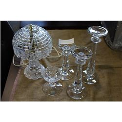 CRYSTAL CANDLESTICKS AND LAMPS