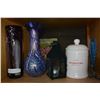Image 1 : TWO GLASS VASES AND STARBUCKS CANNISTER AND CANDLE HOLDERS AND DECORATIVE PLATES