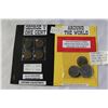 Image 1 : CARD OF TEN DIFFERENT WORLD COINS AND FOUR GEORGE FIFTH ONE CENT COINS