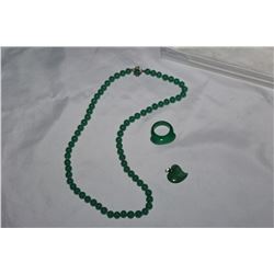 JADE NECKLACE RING AND HEART PENDANT