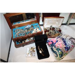 LARGE LOT OF ASSORTED JEWELLERY PULSAR LADIES WATCH AND TWO JEWELLERY BOXES WITH CONTENTS