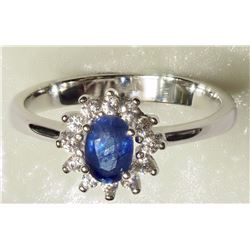 STERLING SILVER CREATED BLUE SAPPHIRE CRYSTAL RING RETAIL $140