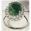 Image 2 : STERLING SILVER EMERALD(7.6CT) AND WHITE TOPAZ(1CT)RING REPLACEMENT VALUE $850