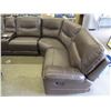 Image 2 : NEW BROWN LEATHER 6 PIECE RECLINING SECTIONAL WITH STORAGE & CUP HOLDERS