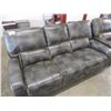 Image 2 : NEW GREY LEATHER 3 PIECE SOFA/LOVESEAT/CHAIR RECLINING ELECTRIC THEATER SET WITH STORAGE & CUP