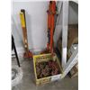 Image 1 : 3 SLEDGE HAMMERS/TOW HITCH/CRATE OF CHAIN/ETC