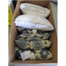 BOX OF 4 THROW PILLOWS & 2 BED PILLOWS