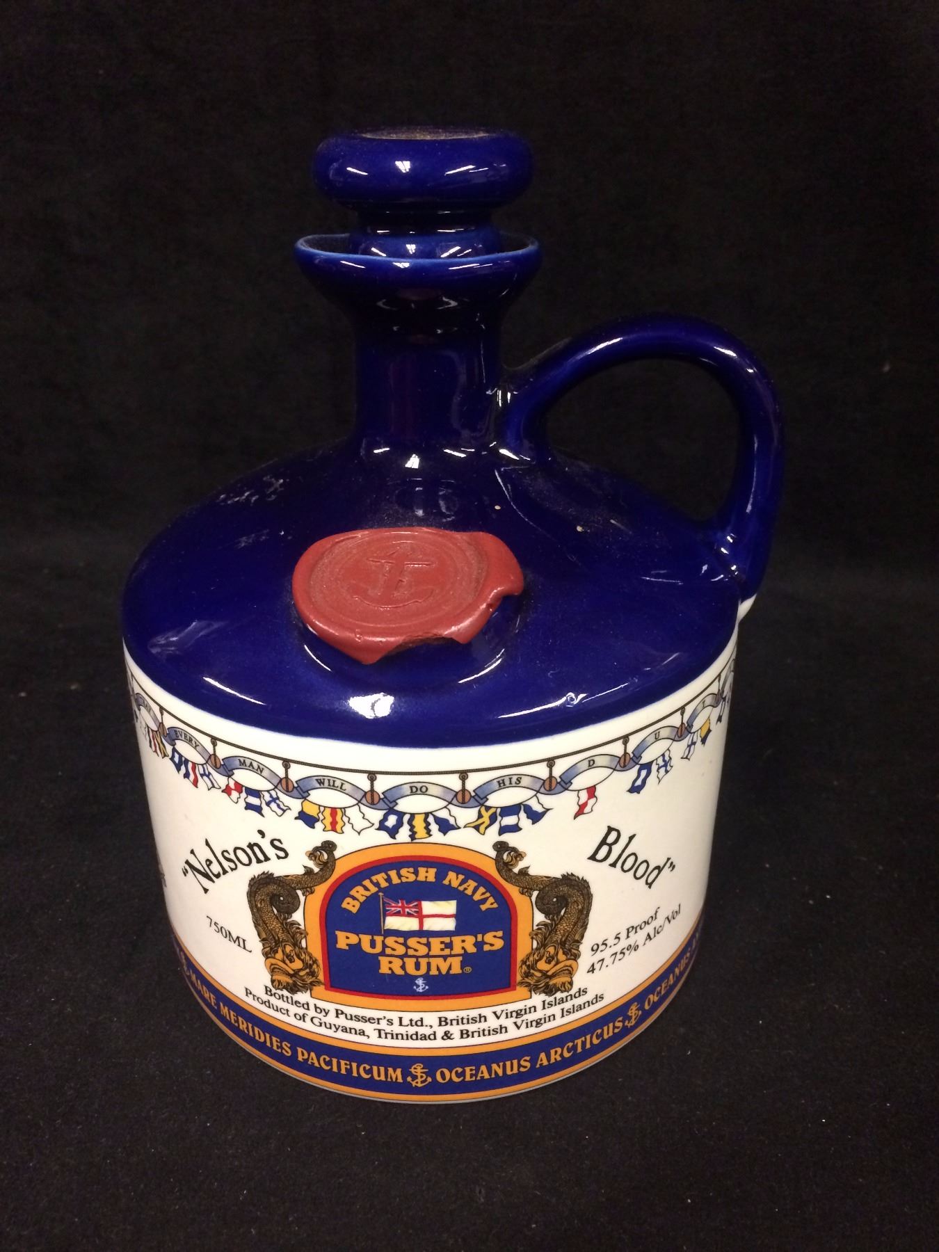 Vintage British Navy Pussers Rum Porcelain Decanter