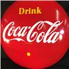 Image 2 : VINTAGE 1954 COCA-COLA BUTTON SIGN, MADE IN CANADA BY P & M, 48'' DIAMETER