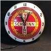 Image 1 : VINTAGE SCHWINN "QUALITY, CHICAGO" WALL MOUNT GLASS FRONT CLOCK, 15'' WIDE