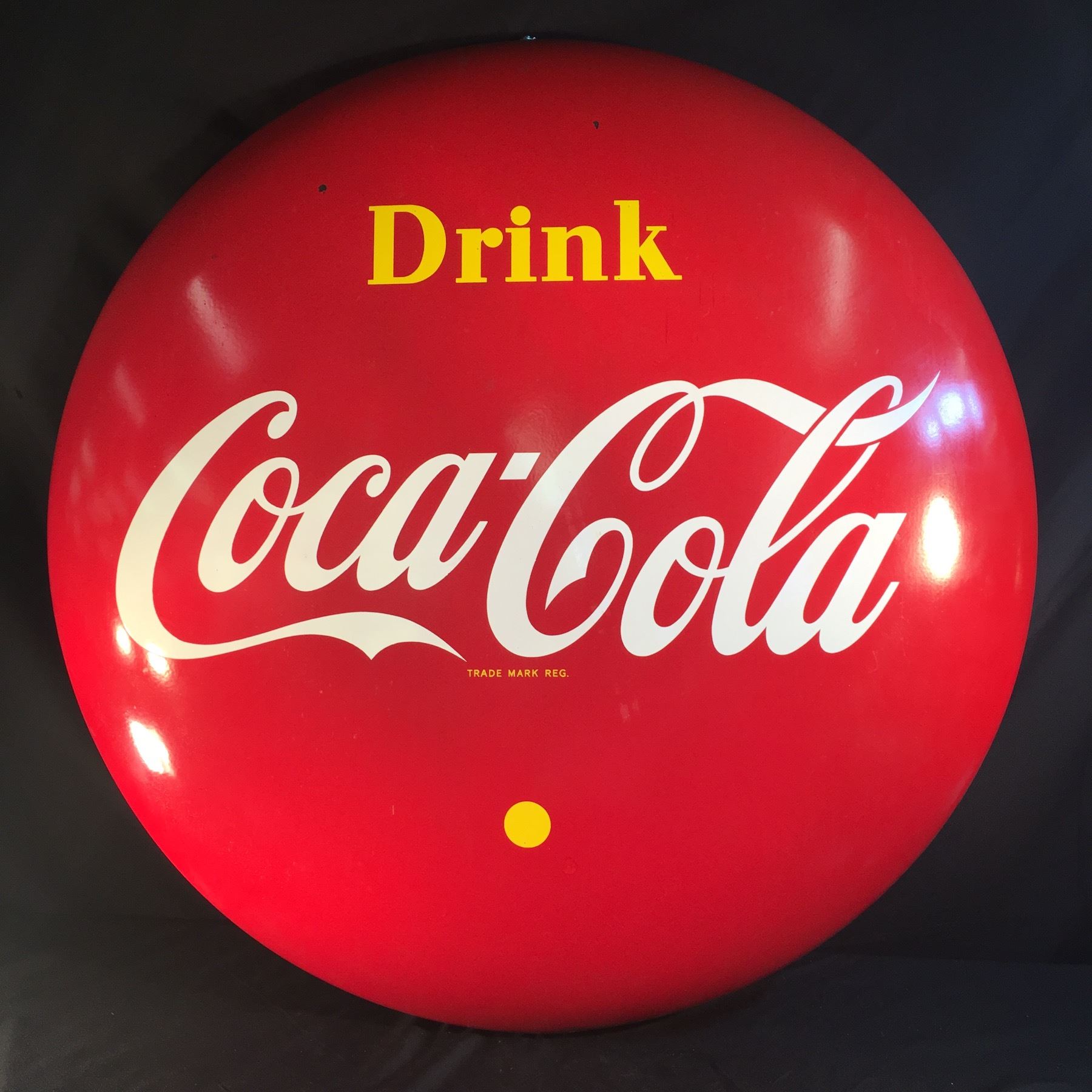 VINTAGE 1955 COCA-COLA BUTTON SIGN, MADE IN CANADA BY P & M, 48 ...