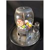 Image 2 : TWO VINTAGE TABLE TOP COIN OPERATED CANDY DISPENSERS, WITH 4 ASSORTED VINTAGE SALT AND PEPPER