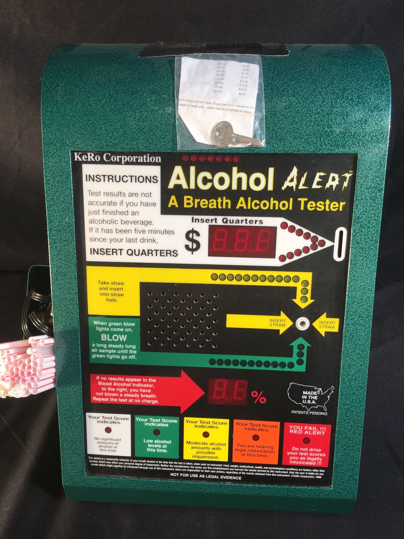 Alcohol Alert Coin Operated Machine COIN OPERATED