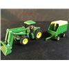 Image 2 : JOHN DEERE UTILITY TRACTOR METAL MODEL BY ERTL, WITH TRAILER, 2.5'' TALL