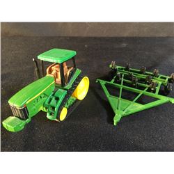 JOHN DEERE SCALE MODEL FARM TRACTOR, MODEL 8400T, WITH TOWING ATTACHMENT BY ERTL, APPROX. 2.5''