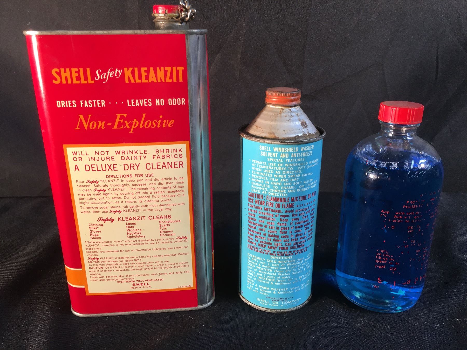 COLLECTION OF 3 VINTAGE SHELL HOUSEHOLD PRODUCTS INC.