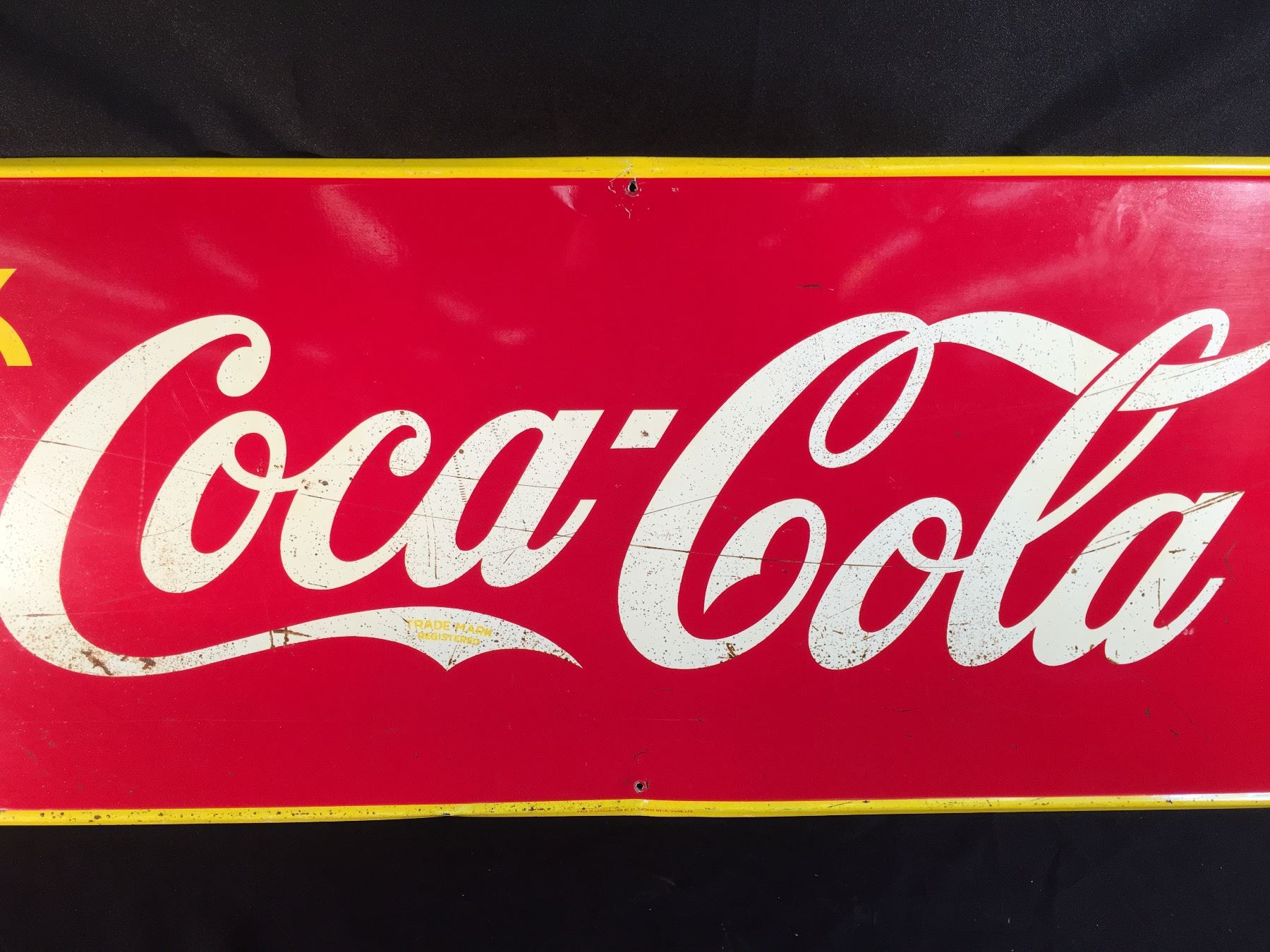 VINTAGE COCA COLA ADVERTISING SIGN MADE IN CANADA IN 1940 BY ST vintage-coca-cola-advertising-sign-made-in-canada-in-1940-by-st