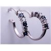 Image 2 : STERLING SILVER CREATED SAPPHIRE HOOP EARRINGS, RETAIL $150