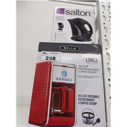 SALTON CORDLESS ELECTRIC KETTLE/BELLA LINEA 12-CUP PROGRAMMABLE COFFEE MAKER