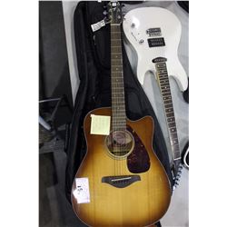 YAMAHA SUNBURST ACOUSTIC GUITAR MODEL FGX700SC WITH SOFT SHELL CASE